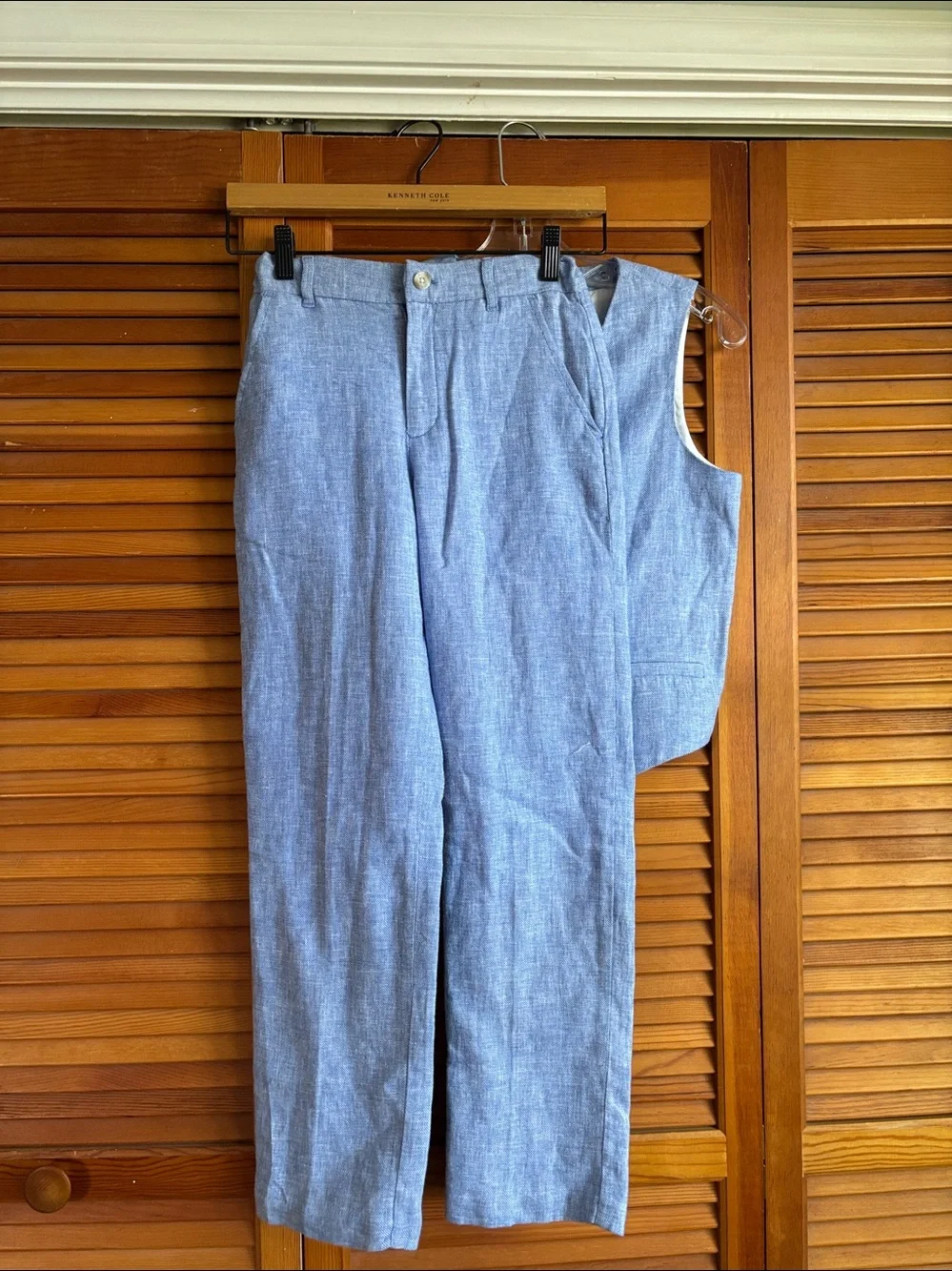 Gymboree Linen-Blend   Light Blue Linen Seersucker Vest & Pants Set Size 12 NWOT